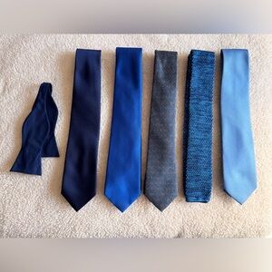 Lot of Men's Blue Neck Ties - Classic Solid and Textured Styles